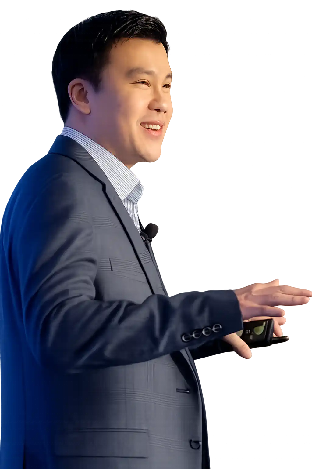 Charlie Ang speaking on stage